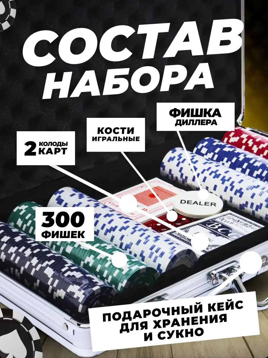 Покерный набор игра настольная 300 фишек покер в кейсе сукно 0 ПОКЕРНЫЙ  НАБОР 64535891 купить за 4 644 ₽ в интернет-магазине Wildberries