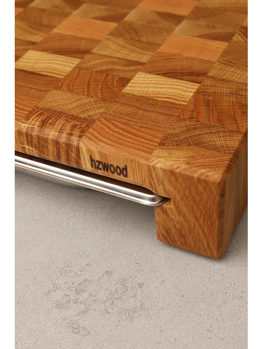 hzwood торцевая разделочная доска из светлого дуба с лотком, светлый, фото 7