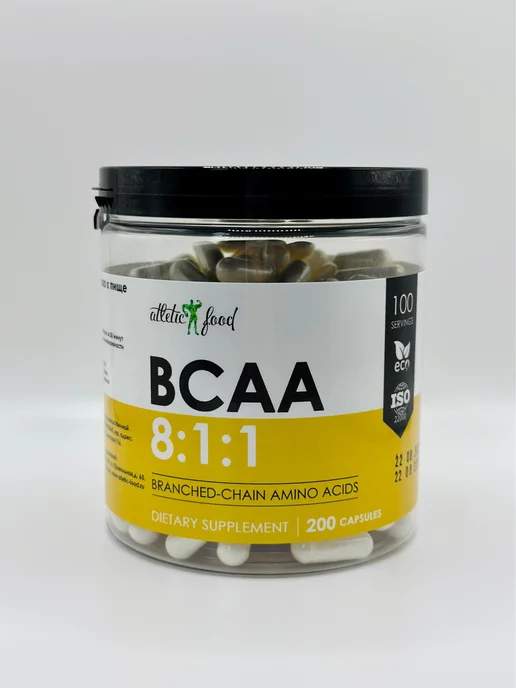 ATLETIC FOOD Незаменимые аминокислоты БЦАА BCAA 8 1 1, 200 капсул, вариант, фото 3
