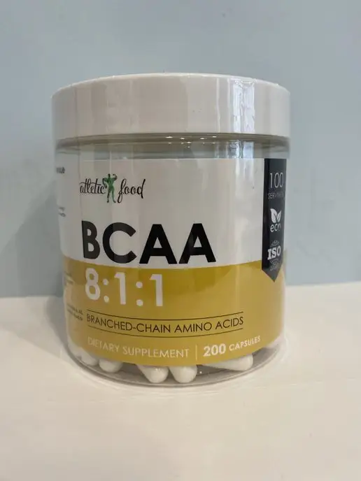 ATLETIC FOOD Незаменимые аминокислоты БЦАА BCAA 8 1 1, 200 капсул, вариант, фото 6