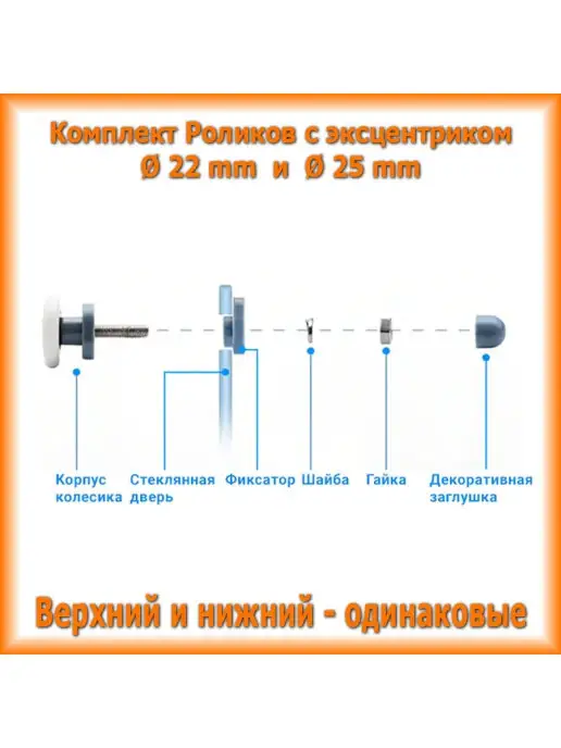Отличная САНТЕХНИКА Ролики для душевой кабины одинарные колесики с эксцентриком, вариант, фото 8