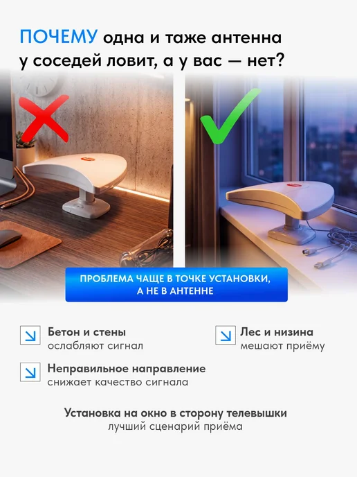 Рэмо Антенна комнатная для телевизора (до 40км), вариант, фото 2