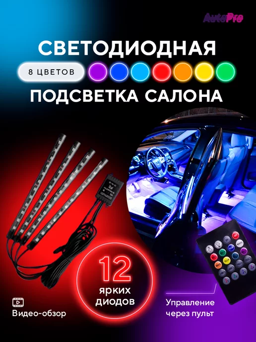 AutoPro Светодиодная подсветка в машину RGB лента, вариант