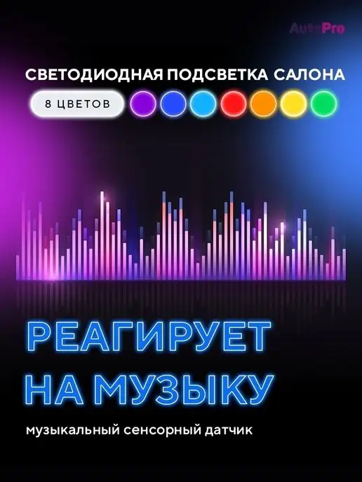 AutoPro Светодиодная подсветка в машину RGB лента, вариант, фото 5