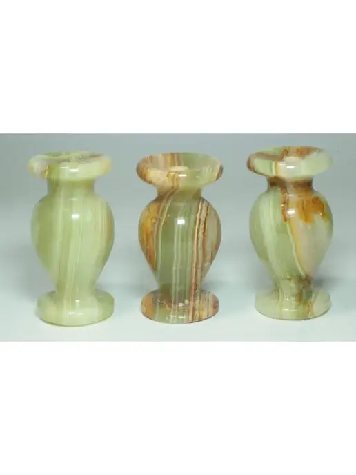 T&Z_Mineral Подсвечник из камня оникс, 3 шт