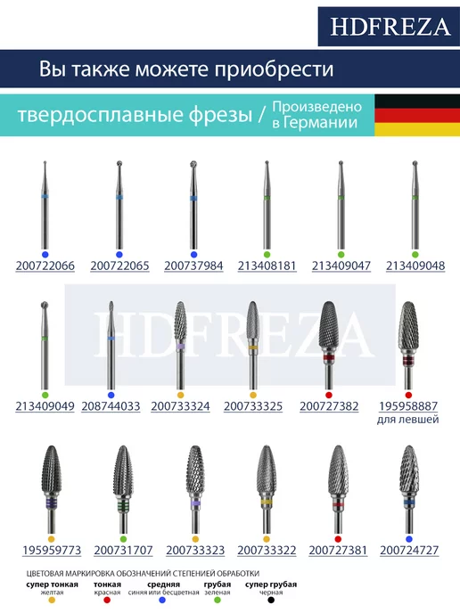 HDFREZA Фреза твердосплавная для снятия маникюра кукуруза, вариант, фото 5