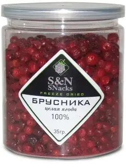 Брусника сублимированная целая ягода, 35 гр. S&N SNacks 64986519 купить за 379 ₽ в интернет-магазине Wildberries