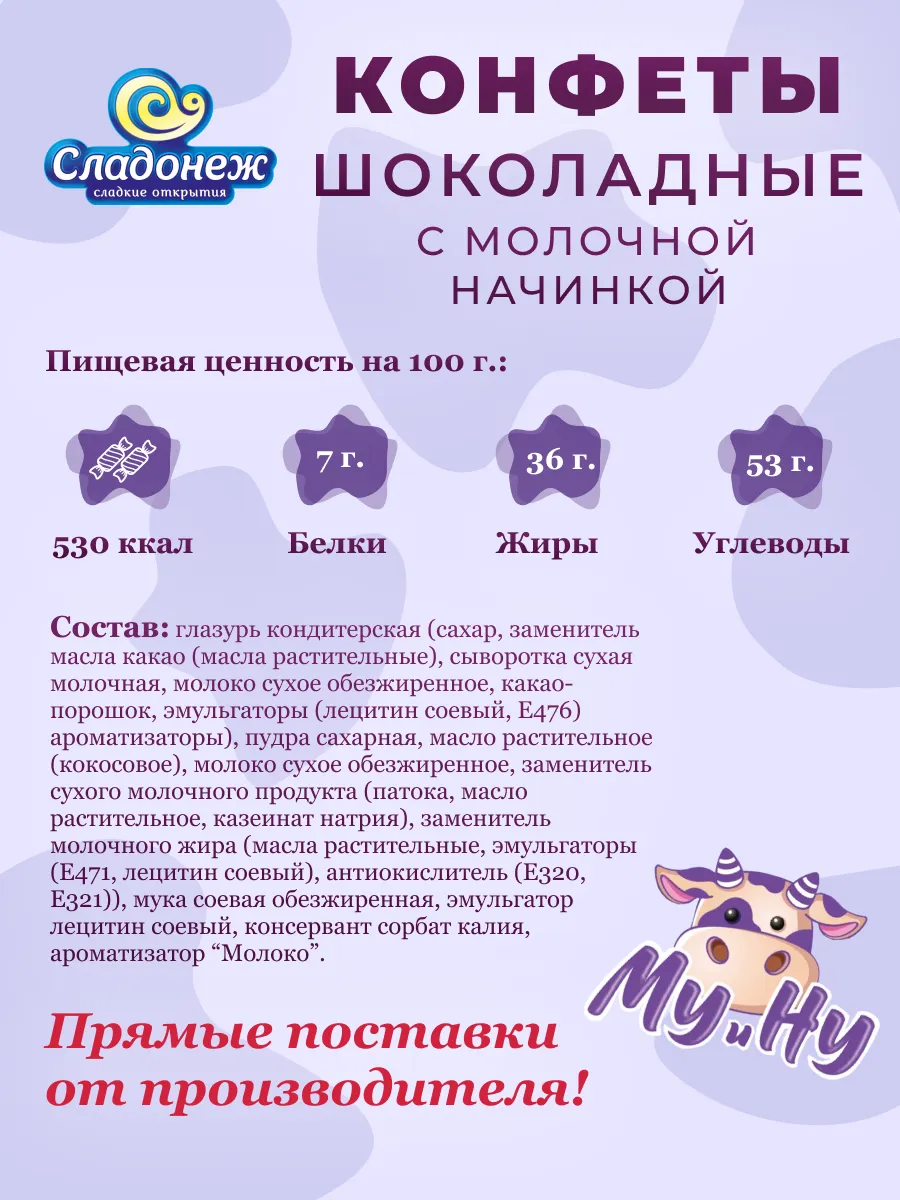 Конфеты шоколадные с молочной начинкой 