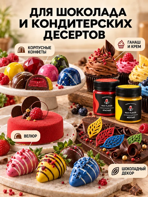 Max Flavor Набор пищевых красителей жирорастворимых, 6 шт, фото 5