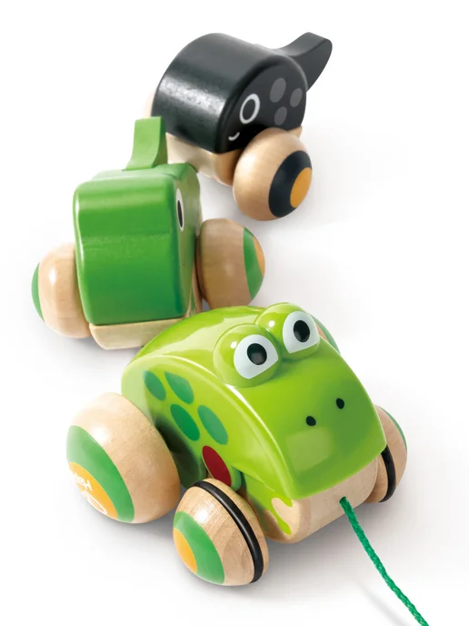 HAPE Каталка на веревочке Семья лягушек, серый, фото 4