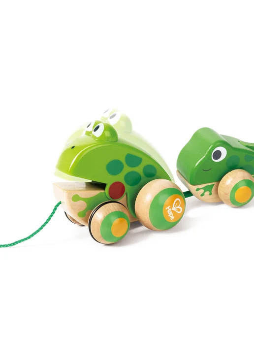 HAPE Каталка на веревочке Семья лягушек, серый, фото 5