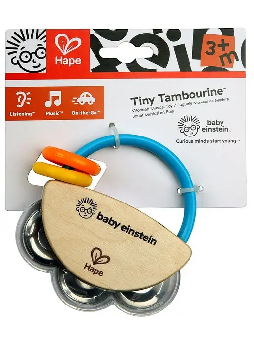 HAPE Музыкальная игрушка 2 в 1 бубен и погремушка для малышей, голубой, фото 8