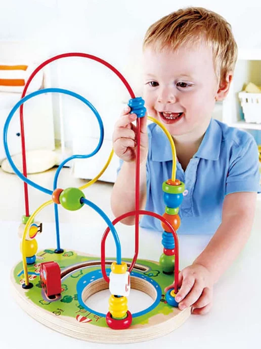 HAPE Деревянный лабиринт для малышей со счетами, синий, фото 4