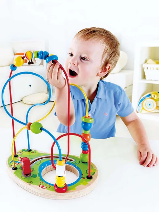 HAPE Деревянный лабиринт для малышей со счетами, синий, фото 5