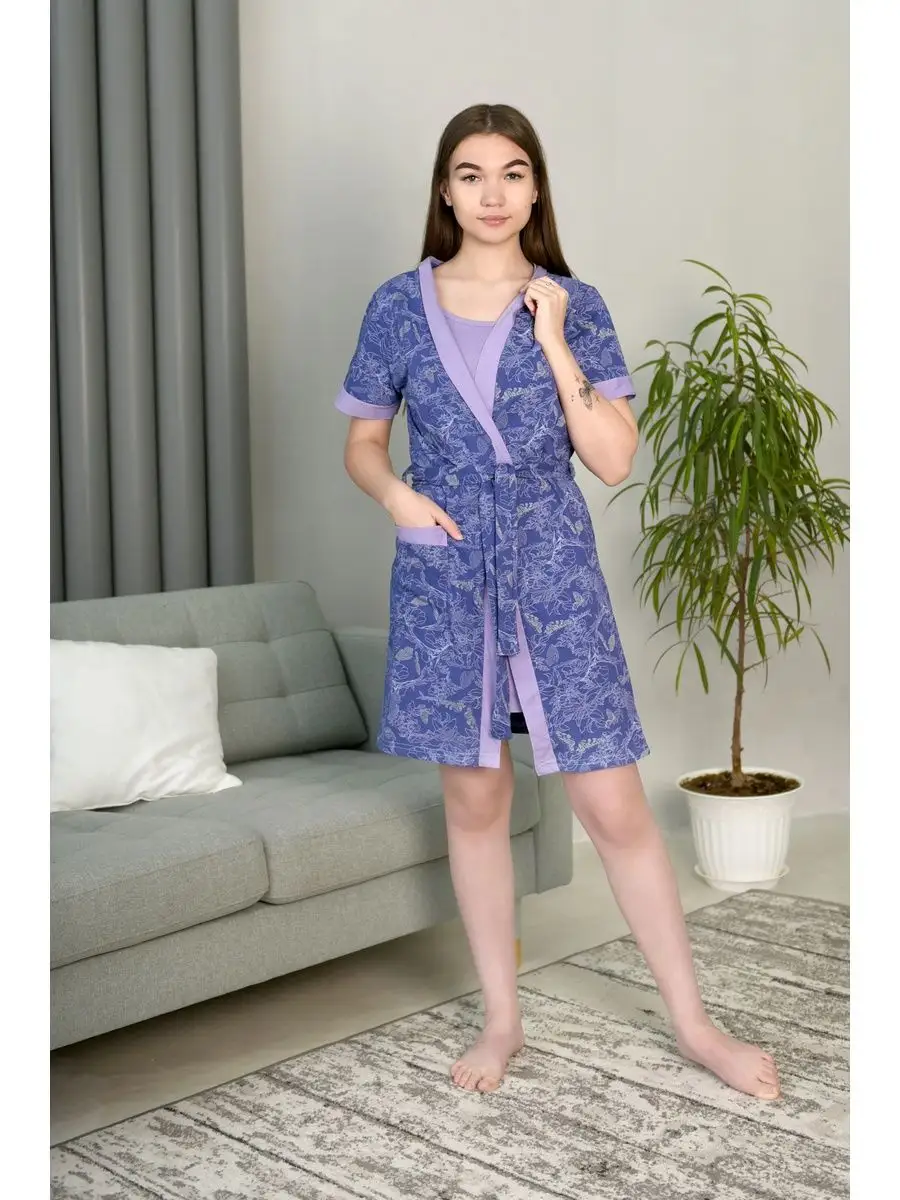 Комплект халат и сорочка/домашняя одежда больших размеров Ларита 65100851  купить за 947 ₽ в интернет-магазине Wildberries