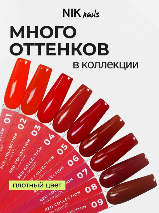 NIK nails Гель лак для маникюра темного красного цвета для ногтей, красный, фото 5