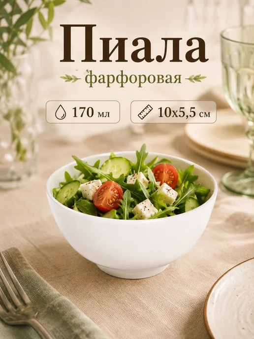 Пиала для супа 400 мл, 12,5х6,5 см, фарфор, 170 мл