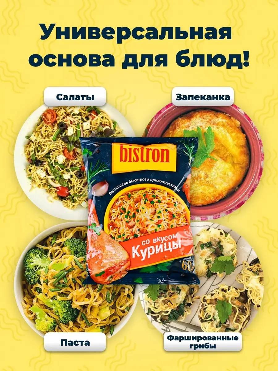 Лапша быстрого приготовления Курица в пакетах, Набор 100 шт БИСТРОН  65132878 купить в интернет-магазине Wildberries