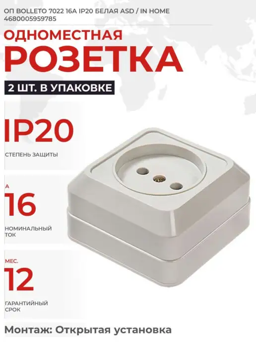 InHome Элегантная и надежная розетка для вашего дома Уп-2шт, 2шт