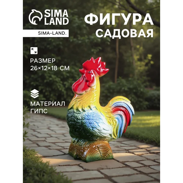 Садовая фигура «Петух на бревне»