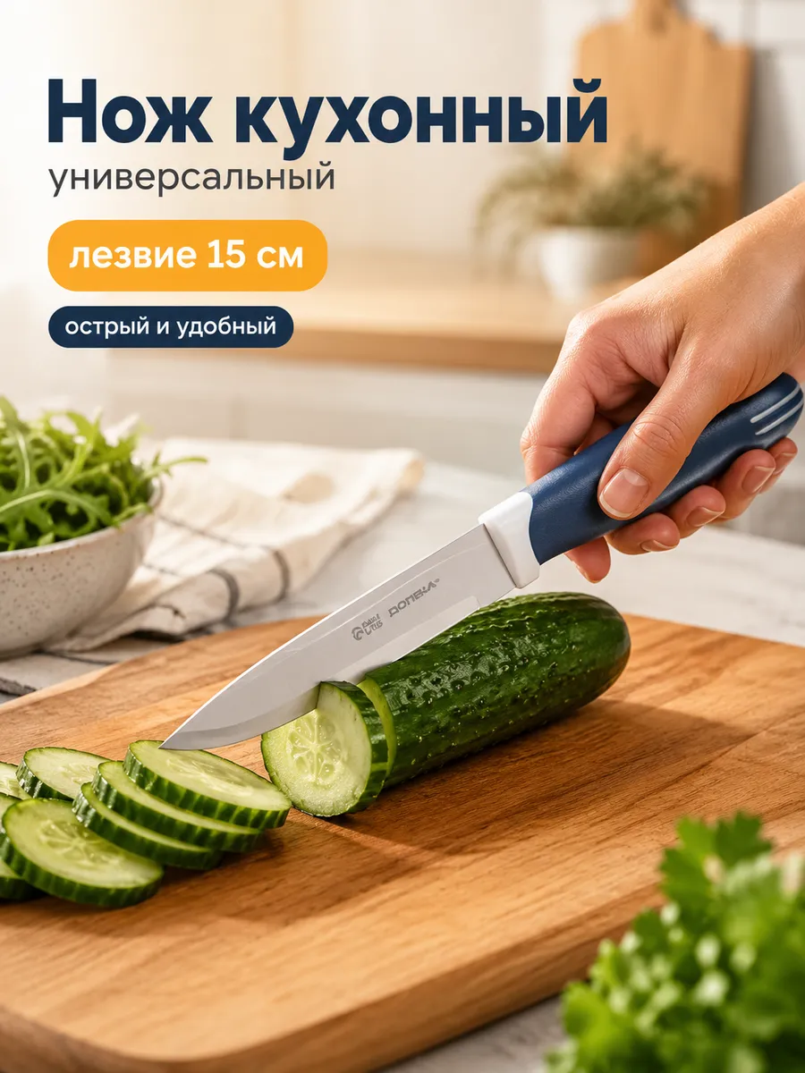 Нож кухонный универсальный, лезвие 15 см