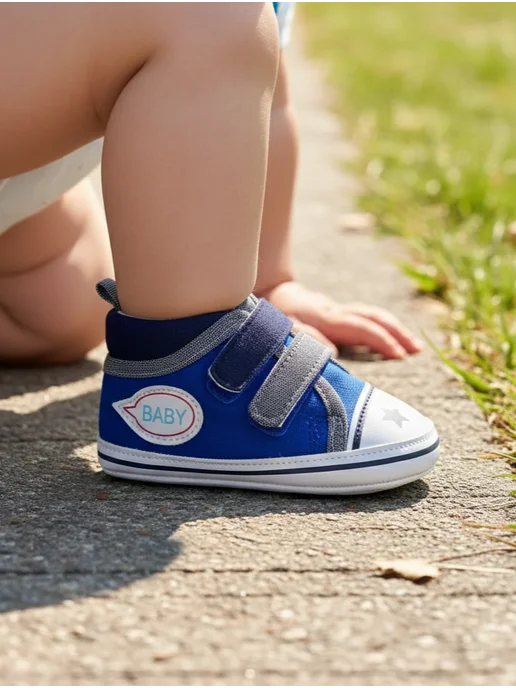 Baby top top Пинетки для малышей на липучке на осень, синий