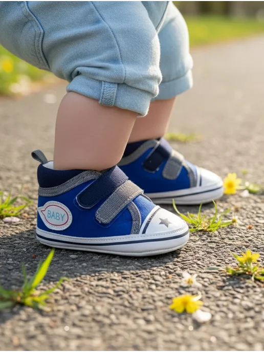 Baby top top Пинетки для малышей на липучке на осень, синий, фото 2