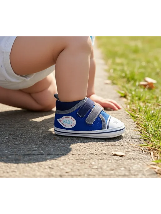 Baby top top Пинетки для малышей на липучке на осень, синий, фото 3