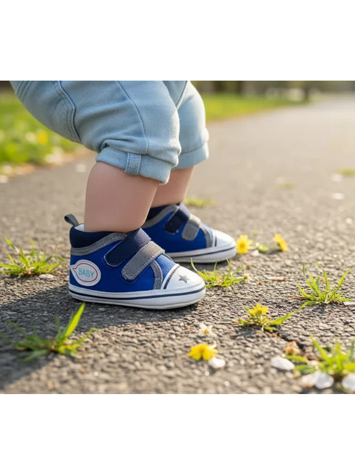 Baby top top Пинетки для малышей на липучке на осень, синий, фото 4