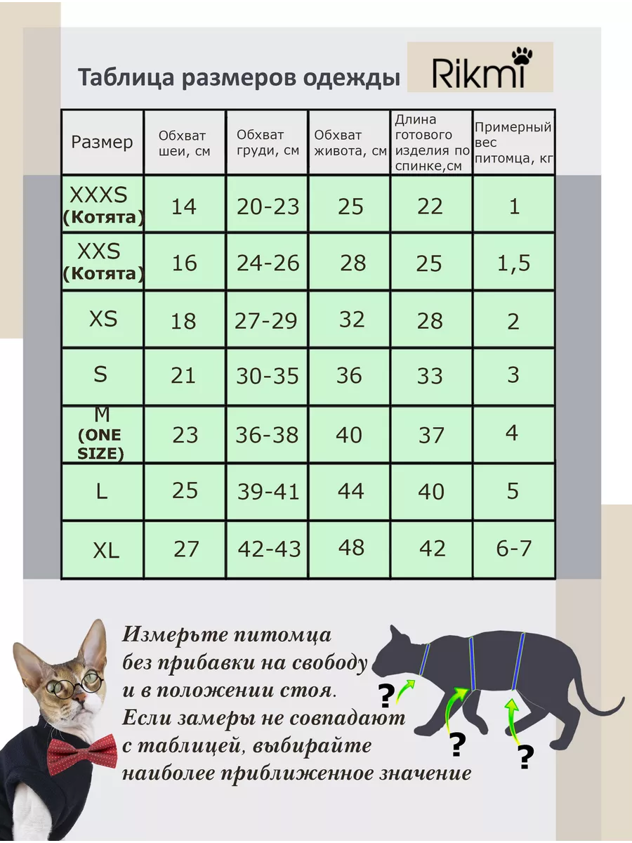 Размеры одежды для кошек таблица, размеры одежды для кошек сфинксов