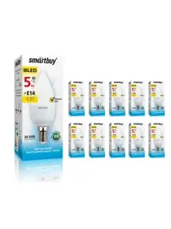 Светодиодная лампа SBL-C37-5W-3000K-E14-10шт. Smartbuy 65779683 купить за 549 ₽ в интернет-магазине Wildberries