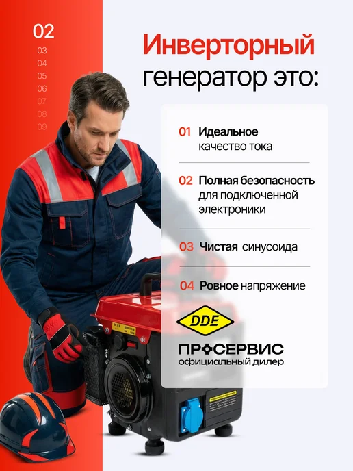 DDE Генератор бензиновый 1,1 квт инверторный 220В DPG 1201i, вариант, фото 2