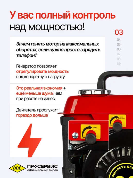 DDE Генератор бензиновый 1,1 квт инверторный 220В DPG 1201i, вариант, фото 3