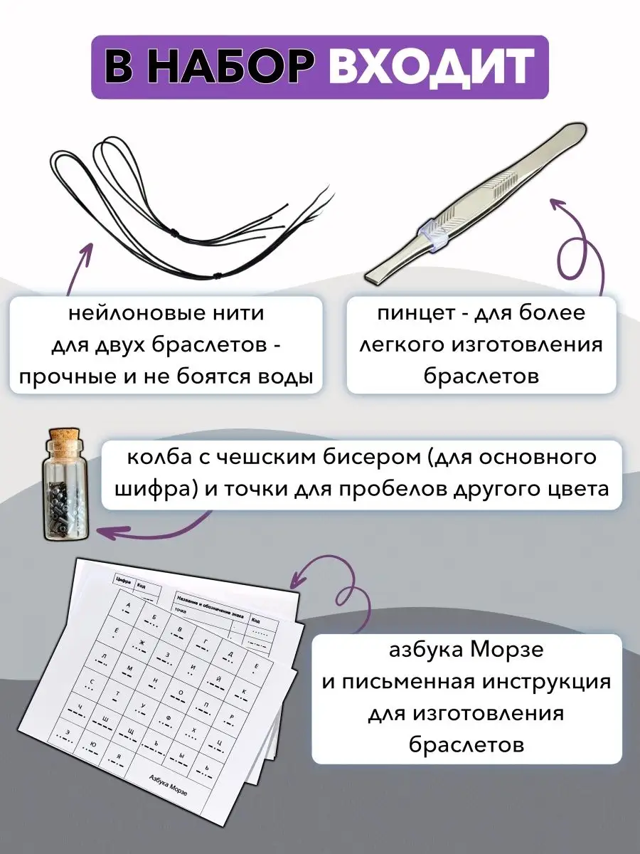 Набор для создания парных браслетов морзе Brasletrr 65861169 купить за 527  ₽ в интернет-магазине Wildberries