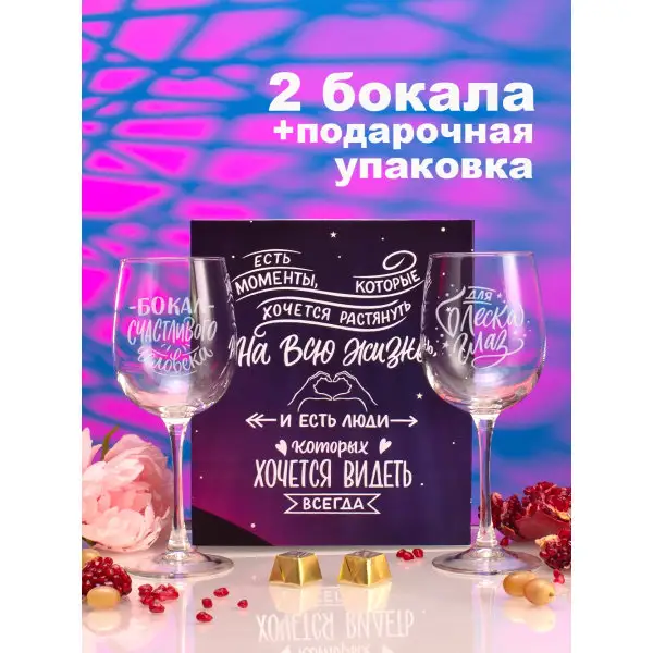 Бокалы для вина 2 шт с надписью подарочные прикольные