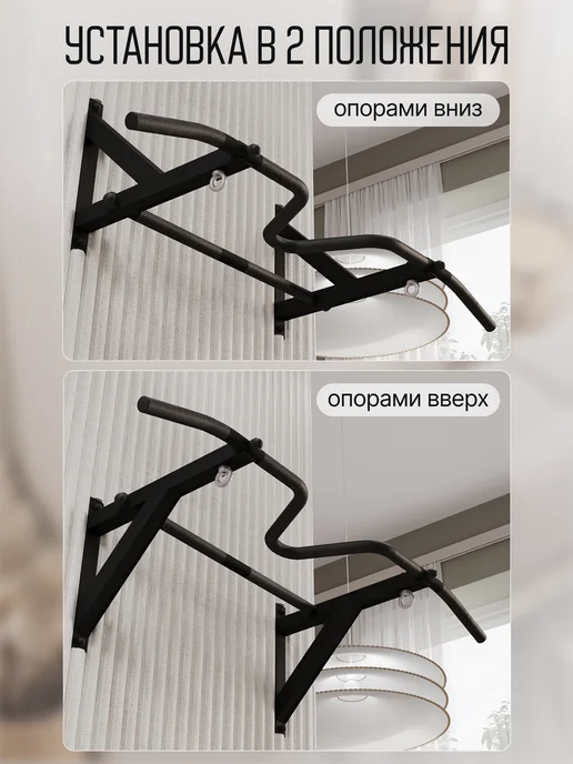 BORABO Турник настенный VENOM BLACK, стальное рифление хватов, черный, фото 6