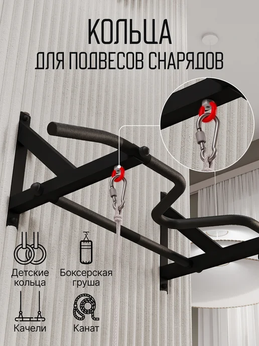 BORABO Турник настенный VENOM BLACK, стальное рифление хватов, черный, фото 8