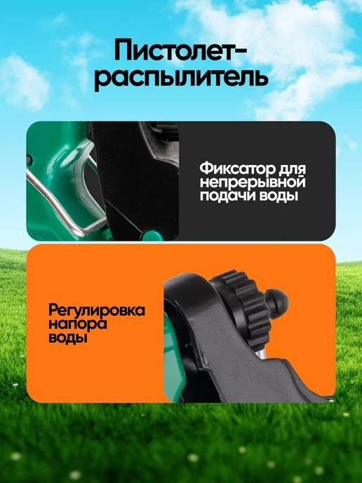 WMC Tools Шланг садовый поливочный с пистолетом-распылителем 15 м, 15 м, фото 3