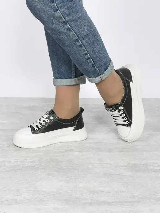 Geronea Shoes Кеды натуральная кожа на подошве, черный