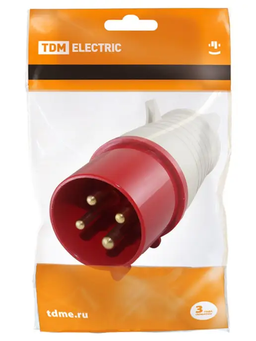 TDM Electric Вилка силовая переносная TDM 3Р+РЕ 16А 380В IP44 (3 шт), 3 шт, фото 3