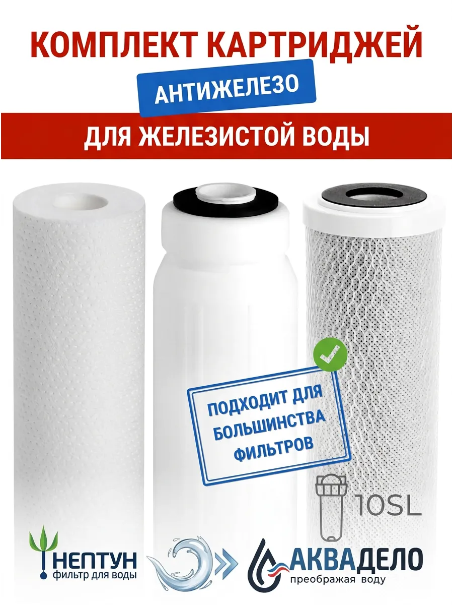 Комплект картриджей для фильтра воды Антижелезо