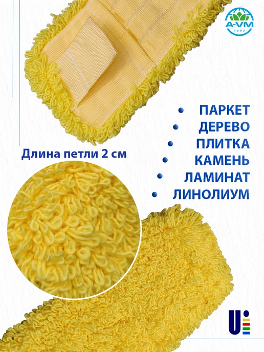 A-VM Насадка для швабры, микрофибра, 40х13 см, 40x13 см, фото 2