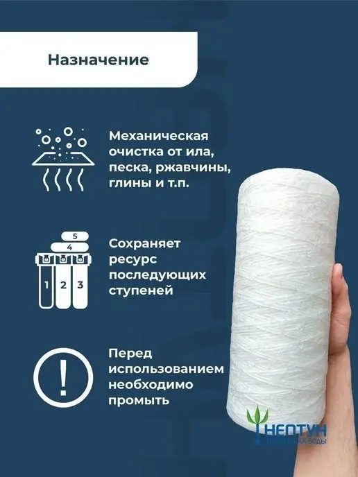Картридж для фильтра воды нитяной Нептун PS-10BB 10 мкм, вариант, фото 5