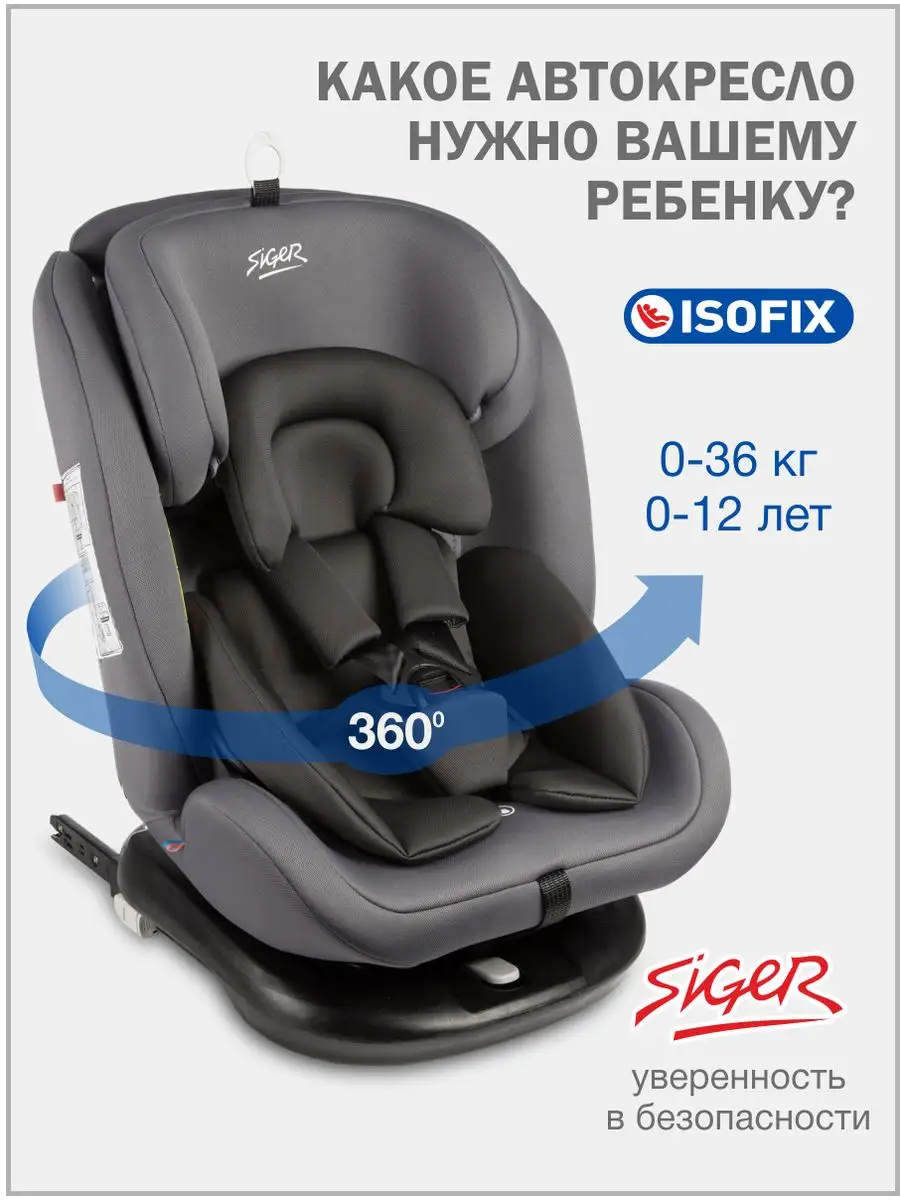 Детское автокресло поворотное Престиж isofix, 0-36 кг SIGER 66379148 купить  за 13 971 ₽ в интернет-магазине Wildberries