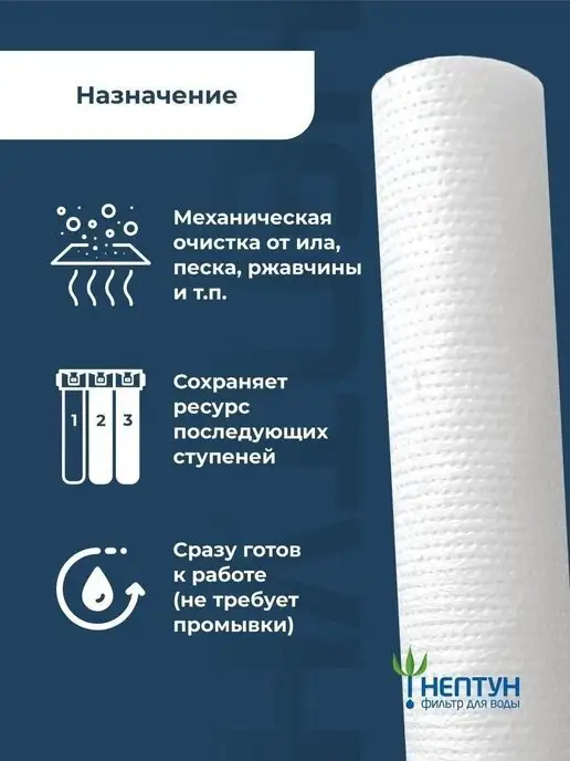 Аквадело Картридж фильтра воды полипропиленовый PP-20SL 1 мкм, вариант, фото 5