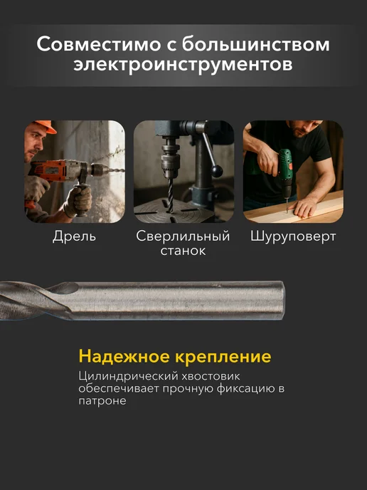 KRANZ Сверло по металлу сталь 3,5х70 мм, HSS, набор 10 шт, 5 шт, фото 4