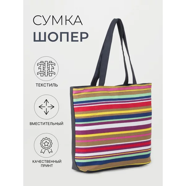 Сумка шоппер на молнии с подкладом