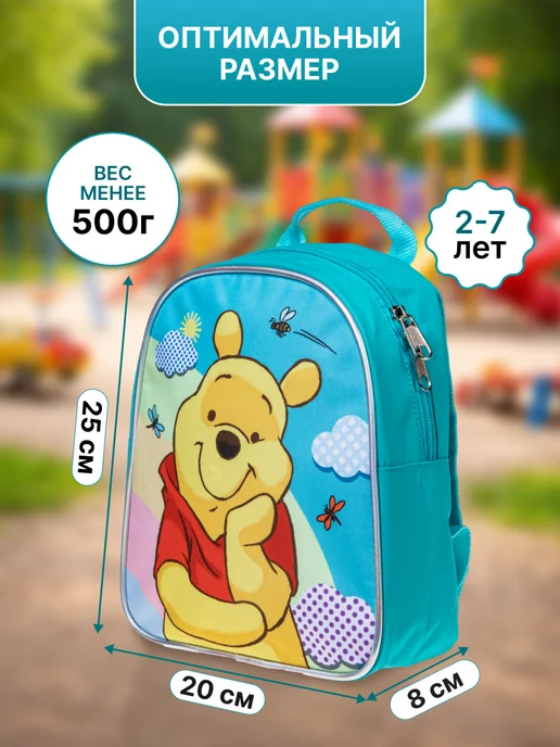 Hatber Рюкзак для мальчика в садик 2-7 лет с принтом Винни, голубой, фото 2