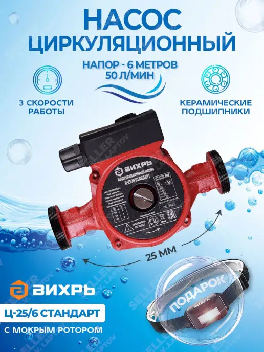 ВИХРЬ Циркуляционный насос для системы отопления Ц-25 6, вариант