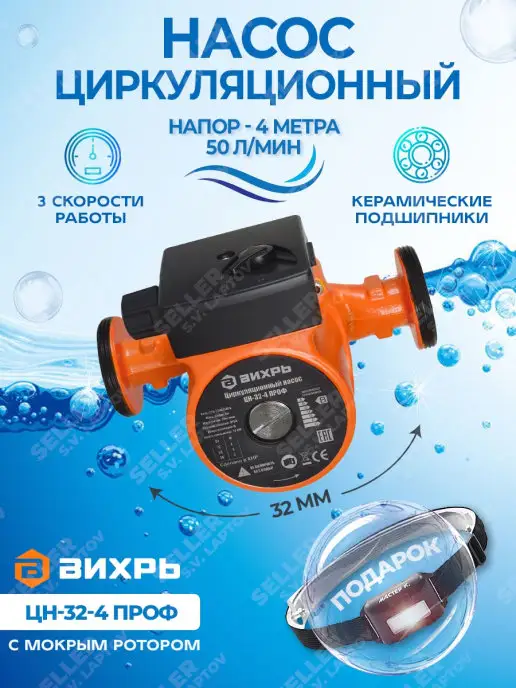 ВИХРЬ Циркуляционный насос для отопления ЦН-32-4 ПРОФ, вариант